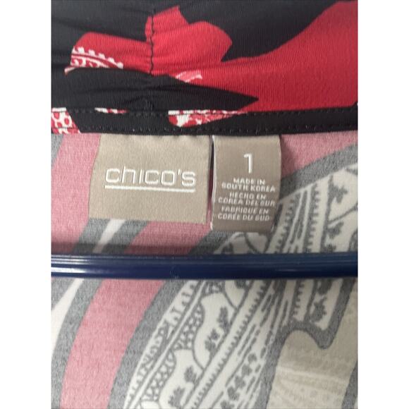 Chicos 1 Dual Layer Wrap Blouse Womens M 3/4 V Neck Sleeves Multicolor - Picture 5 of 10